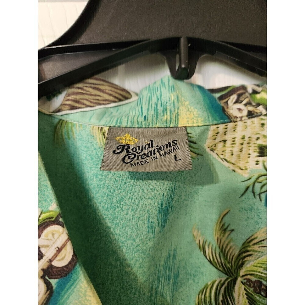 mens hawaiian royal creations sz large euc button down beach/surf print - Picture 3 of 5